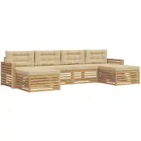 vidaXL Buiten bank set 6 st Wit en Beige Massief Acacia Hout
