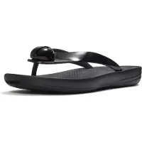 FitFlop Iqushion Glanzende Knop Dames Zwarte Slippers