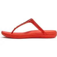 FitFlop Women Solay Mixed-Crystal Toe-Post Sandals Cherry Tomato-Schoenmaat 40