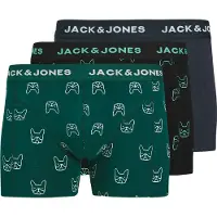 Jack & Jones Boxershorts 'JACDENIM DOG' navy / donkergroen / zwart / wit