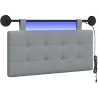 vidaXL Hangend hoofdbord Met LED-verlichting Lichtgrijs Stof