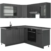 Vicco Hoekkeuken Fame-Line, Donkergrijs/Antraciet, 190 x 160 cm zonder werkblad