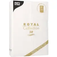 Papstar 50 Servetten ROYAL Collection 48 cm x 30 cm wit met bestekvouw
