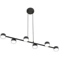 Emibig Plafondspot, Megara, lengte 80 cm, metaal, 6-lamps. dimbaar, zwart, Woon-/ Eetkamer, metaal, Modern, halogeen spot