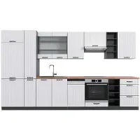 Vicco Complete keukeneenheid Fame-Line Landhuis wit/antraciet 355 cm , WB Eik, Model 49288