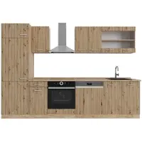 Vicco R-Line Complete keukeneenheid – 300 cm zonder werkblad Artisanaal eiken/Goudkraft eiken