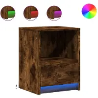 vidaXL Nachtkastjes met LED 2 st bewerkt hout gerookt eikenkleurig