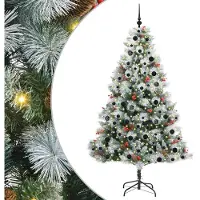 vidaXL Kunstkerstboom Groen en wit 210 cm PVC en Metaal en Plastic