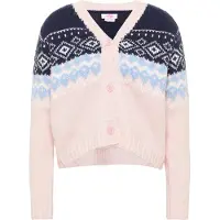 Mymo Gebreid vest lichtblauw / donkerblauw / pastelroze