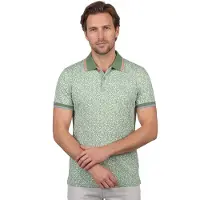 New Zealand Poloshirt groen met kleine blaadjes print