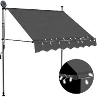 vidaXL Luifel handmatig uitschuifbaar met LED 100 cm antracietkleurig