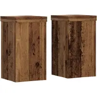 vidaXL Plantenstandaards 2 st 10x10x18 cm bewerkt hout oud houtkleurig