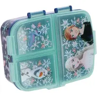 Stor Disney's Frozen Kinderlunchbox – Broodtrommel met 4 vakken voor kinderen vanaf 4 jaar - Vaatwasserbestendig & BPA-vrij - Donkerblauw/Turquoise
