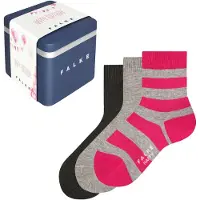 Falke sokken - 3 paar grijs melange/roze Jongens/Meisjes Katoen All over print - maat 39-42