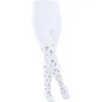 Falke Little Flowers dun gedessineerd katoen panty kinderen wit - maat 134-146