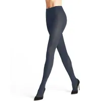 Falke Family eenkleurig katoen panty dames blauw - maat 42-44