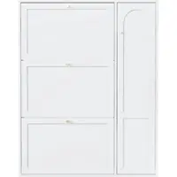 STILVORA Schoenenkast - Smal Met 3 Kleppen En 1 Deur - Voor Hal En Entree - MDF En Spaanplaat - 90x25x114 Cm - Wit
