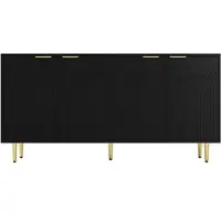 STILVORA Dressoir 160x80x40cm – Kast Met 4 Deuren – Verstelbare Planken – Softclose – MDF – Zwart | Zonder Matras