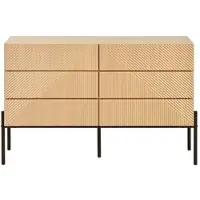 STILVORA Dressoir - 3D Geometrisch Frontdesign Met 6 Laden - Voor Woonkamer En Eetkamer - MDF - Natuurlijk - 115,5x38x75 Cm