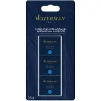 Waterman -inktpatronen | standaard formaat | Serenity Blue (verpakking van 36 stuks)