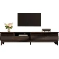 STILVORA TV-Meubel - Lowboard Met 3 Deuren En Lade - Vintage Lamellen Deuren Met Kabeldoorvoer En Open Vakjes - Spaanplaat - 170x35x40 cm - Notenbruin
