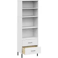 vidaXL Boekenkast met 2 lades OSLO 60x35x180 cm massief hout wit
