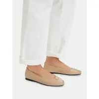 Tommy Hilfiger Th Plate Leather Ballerinas Desert Maat: 42 | Ballerina's Outlet | Dames | Beige