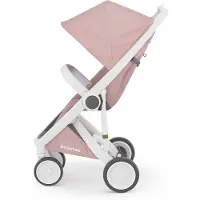 Greentom Classic Buggy Kinderwagen - Lichtgewicht Reisbuggy, Inklapbaar, Duurzaam (Gerecycled) - Wit Licht Roze