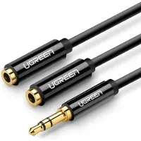 UGREEN audio splitter 1x Male naar 2x Female 3.5mm audio jack (geen microfoon) zwart 25cm