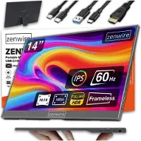 Zenwire AMG14 Portable Monitor 14 Inch 1920x1200 IPS – USB-C & HDMI – Extra Scherm voor Laptop en MacBook
