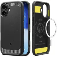Spigen Rugged Armor MagFit - Hoesje Geschikt voor Apple iPhone 17 - Back Cover Compatibel met MagSafe - Air Cushion - Matte Zwart