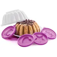 Tupperware vliegende schotel/ Puddingvorm met Klein vormpjes paars