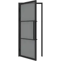 Inova complete glazen binnendeur - vitré - 90x201 - mat zwart - grijs glas - 3 vakken - links