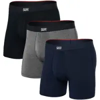 Saxx - Wandel- en bergsportkleding - Vibe Xtra Soft Comfort BB Fly 3pk Black/Dark Grey Heather/Navy voor Heren - Maat L