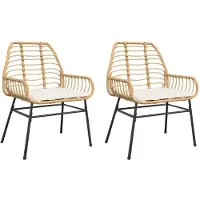 vidaXL Tuinstoelen, 2 stuks, met kussens, bruin, polyrotan