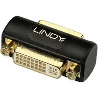 Lindy 41233 DVI Adapter [1x DVI-bus 24+5-polig - 1x DVI-bus 24+5-polig] Zwart Verguld