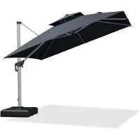 PURPLE LEAF Rechthoek Parasol – Dubbel Top – 360 °Graden Rotatie – UV werend doek– Windbestendige Zweefparasol