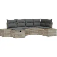 vidaXL Bankstel 7 st poly rattan