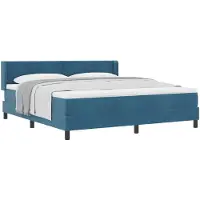 vidaXL Boxspringbed met hoofdeinde, donkerblauw, 200 x 180 cm, fluweel