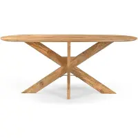 Benoa Eettafel Deens Ovaal Runa mangohout met Houten Onderstel 220x110x76 cm