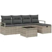 vidaXL Bankstel 6 st 5-Aantal zitplaatsen Lichtgrijs poly rattan