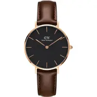 Daniel Wellington DW00100165 dameshorloge, rosé gouden kast, leren band