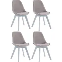 CLP Set van 4 gaststoelen Borneo, fluweel met grijze bekleding, wit metalen frame