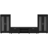 vidaXL Tv-meubelset FLORIN 3 st 150 x 39 x 30 cm Zwart Bewerkt hout