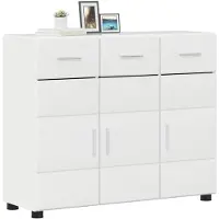 vidaXL Dressoir FLORIN 88,5 x 30,5 x 73 cm Hoogglans wit Bewerkt hout