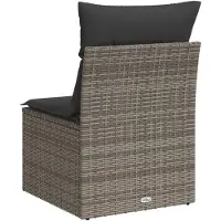 vidaXL Tuinbank zonder armleuning met kussens poly rattan grijs