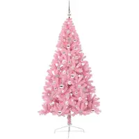 vidaXL Kunststof Voorverlichte Kerstboom met 300 LED Roze 240 cm PVC