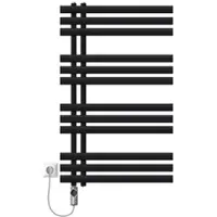 LuxeBath Badkamer radiator middenaansluiting 600x1000 mm zwart mat met verwarmingselement 600W