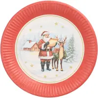 Papstar 20x 10 Borden karton rond Ø 23 cm Dear Santa