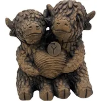 Brynxz - Twee verliefde Schotse Hooglanders - Majestic Brown - In Love - Diameter 16 cm - Hoogte 16 cm